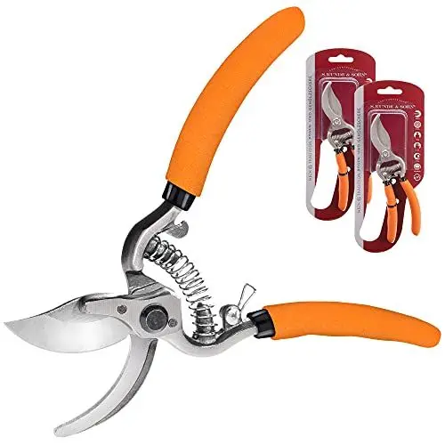 Produktbild: S. Kunde & Sohn Germany – die leichteste geschmiedete Gartenschere 2ER-Set 2X SKS6 – ergonomisches Design – Bypass – Rosen-Rebschere – ∅20mm – kompl. beschichtet, rostfrei