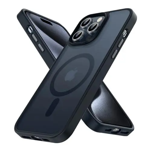 Produktbild: S. Tedazo Magnetisch Hülle für iPhone 15 Pro, Kompatibel mit MagSafe, Militärischer Schutz,Durchscheinende Matt UltraDünn Handyhülle,Stoßfest Kratzfest Schutzhülle für iPhone 15 Pro,Schwarz