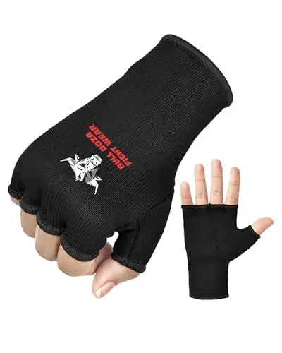 Produktbild: Vier Größen – Boxbandagen, Innenhandschuhe zum Boxen, Halbfinger, elastisch unter den Fausthandschuhen, Geruchsschutz – ideal für MMA, Muay Thai, Kickboxen, Kampfsport-Training, Kampfsport (S)
