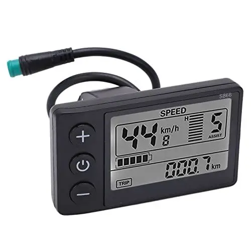Produktbild: S866 Elektrofahrrad LCD Display, 24 V, 36 V, 48 V, Elektroroller Bedienfeld mit Wasserdichtem Stecker, Fahrradcomputer, Fahrrad Tachometer, Kilometerzähler für 22,2 Mm/0,9 Zoll Len