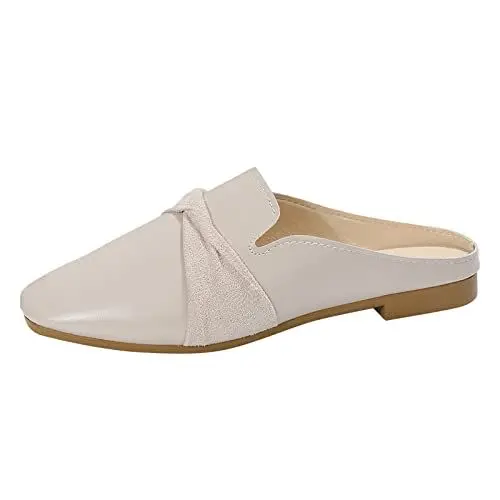 Produktbild: Sabots Damen Mules Damen Mit Absatz Mode Frauen Strand Slip On Weiche Sohle Lässige Runde Zehe rutschfeste Quadratische Absätze Atmungsaktive Hausschuhe Schuhe Clogs & Pantoletten (Beige, 39)