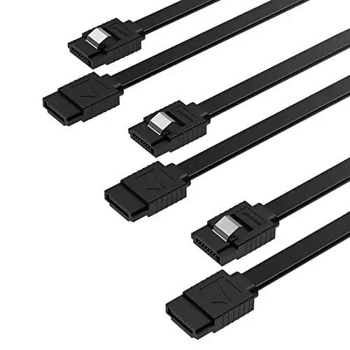 Produktbild: SABRENT SATA III Kabel (3 Stück), HDD SDD Datenkabel 6Gbps 51cm, mit Metall Clip Verriegelungsriegel (CB-SFK3)