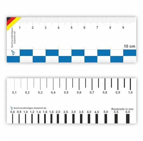 Produktbild: Sachverständigen-Zubehör® Rissmonitor als (praktische Risskarte) 2er Set | Messlehre | Spaltmaß Risslineal Rissbreitenmesser | Rissbreitenlineal | Risslineal | Risskarte | Sachverständiger