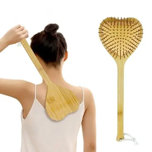 Produktbild: SacJkt Rückenkratzer Holz, Rückenkratzer, Rückenkratzer Hand mit langem Griff, Liebesförmiger Rückenkratzer für Rücken und Taille Kratzhand Rückenmassage (40cm, Holzfarbe)