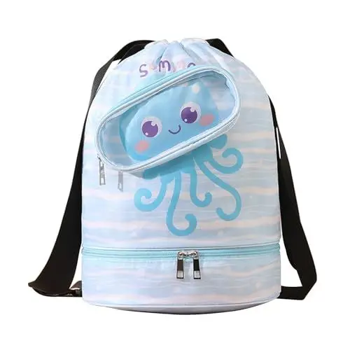 Produktbild: SacJkt Schwimmtasche Kinder, Schwimmrucksack, Rucksack mit Kordelzug Kinder, Wasserdichte, Turnbeutel mit Trennung Schuhfach für Mädchen und Jungen