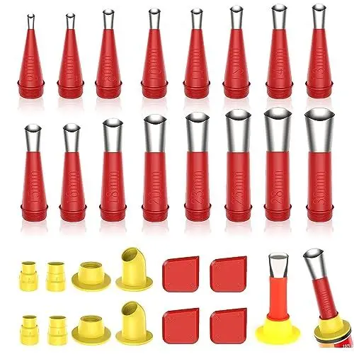 Produktbild: Sacjkt Kartuschenspitzen, Silikonkartuschen, 28 Stück Edelstahl Dichtungsdüse Sets, Silikonspritze Aufsatz mit abnehmbarer Basis, Haushalt Dichtmittel Werkzeug