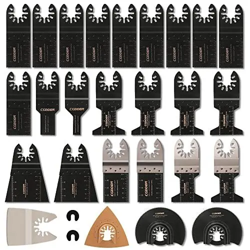Produktbild: Sägeblätter Kit, CGBOOM 28 tlg Multitool Zubehör Oszillierendes Sägeblatt set Mix Klingen Multifunktionswerkzeug Oszillierwerkzeug Zubehör für Fein Multimaster, Einhell, Milwaukee, Dewalt, Makita