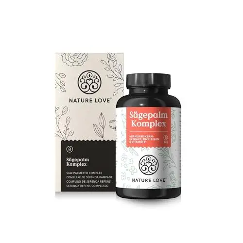 Produktbild: Sägepalm Komplex - 120 Kapseln - Sägepalmextrakt, Kürbiskernextrakt, Brennnesselextrakt, Zink, Selen & Vitamin E - Sägepalme (Saw Palmetto) mit 5% Phytosterolen - 2 Monatsvorrat - vegan