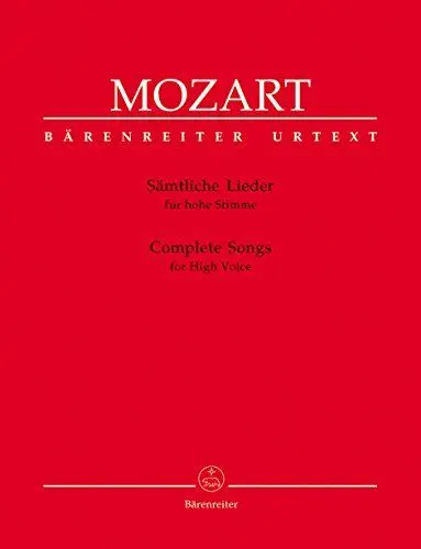 Produktbild: Sämtliche Lieder für hohe Stimme. Singpartitur: Urtext d. Neuen Mozart-Ausg. Hrsg. v. Ernst A. Ballin. Liedtexte meist Dtsch., z. Tl. Italien. od. Französ.