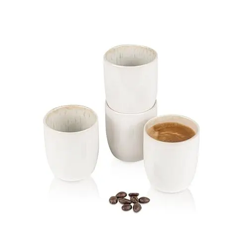 Produktbild: SÄNGER | Espresso Tassen Set Santorini 4 tlg, Espresso- & Mokkatassen 4 Personen, Espressotassen Steingut, Espressotassen Set, Cup Cremefarben mit Flieder Blauem Farbverlauf 80 ml | PREMIUM COLLECTION