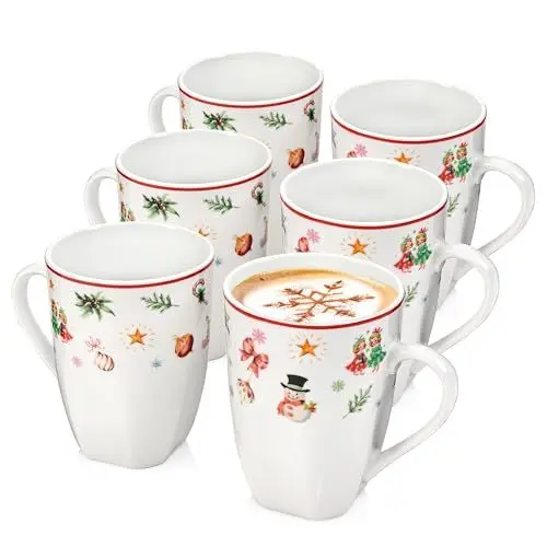 Produktbild: Sänger | Kaffeetassen Set Bilgola Christmas Design 6 tlg, Kaffeebecher Porzellan für 6 Personen, Kaffeetassen & Becher spülmaschinenfest Tassen Set für Kaffee & Tee, 350 ml | PREMIUM COLLECTION