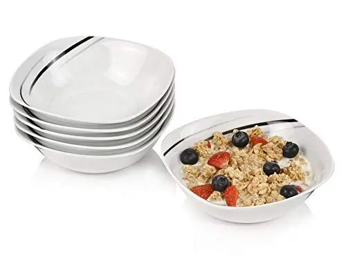 Produktbild: Sänger | Müslischalen Set Bilgola Black Lines aus Pozellan, 6-teiliges Müslischalenset, modernes Design, Weiß mit Schwarzen Linien 350 ml | PREMIUM COLLECTION