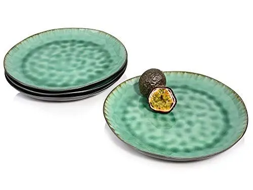 Produktbild: Sänger | Speiseteller Set Palm Beach aus Steingut, 4-teiliges Teller Set, Dinner, Modernes Design, Flache Teller | PREMIUM COLLECTION