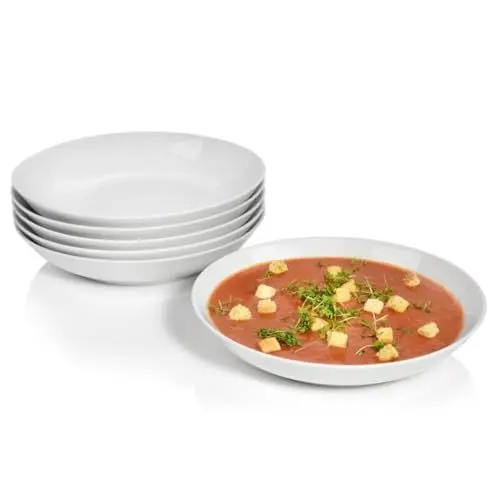 Produktbild: Sänger | Suppenteller New Port tief, 6-teiliges Set aus Porzellan, Suppenschalen, Teller Set in Weiß 450 ml | PREMIUM COLLECTION