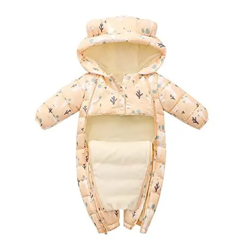 Produktbild: Säuglingsneugeborenes Baby-Mädchen-niedlicher Karikatur-mit Kapuze Schnee-Abnutzungs-Overall-Outwear-Schneeanzug-gefütterte Jacke-Warmer Strampler-Mantel rote Jacke Kleinkind (Yellow, 6-9 Months)