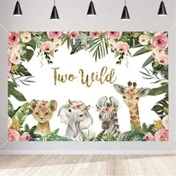 Produktbild: Safari Two Wild Hintergrund Safari Tier Zweite Geburtstag Party Hintergrund Jungle Mädchen 2. Geburtstag Party Dekoration Fotografie Plakat, 1,5 m