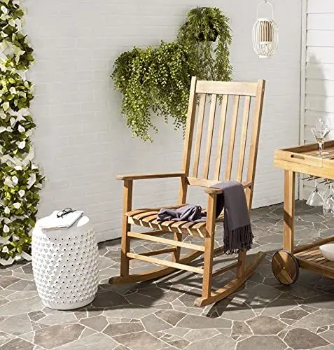 Produktbild: SAFAVIEH Hölzernes Outdoor-Stuhl mit Schaukelstuhl, Teak