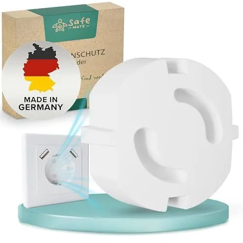 Produktbild: SafeMate® Steckdosen Kindersicherung Made in Germany - Steckdosenschutz Baby - Neu entwickeltes und geschütztes Design für mehr Sicherheit - entspricht den VDE Normen -Kindersicherung Steckdose -18stk