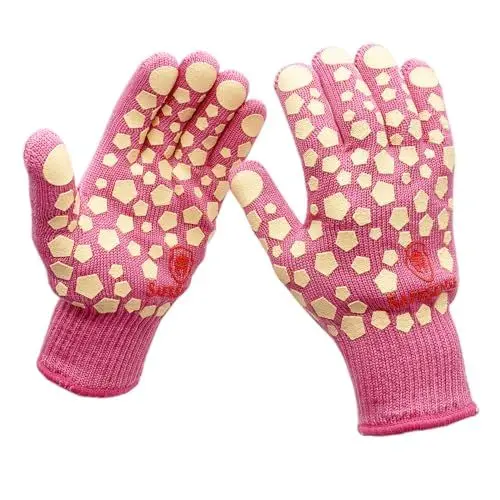 Produktbild: SafeSense Grillhandschuhe hitzebeständig Damen 800 Grad Ofenhandschuhe feuerfest BBQ Backhandschuhe Rosa
