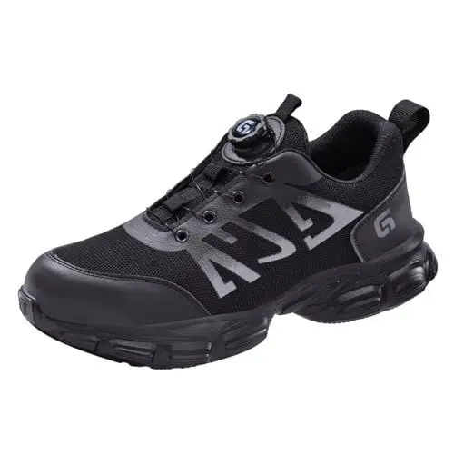 Produktbild: Safety Unisex Adult Shoes S3 Arbeitsschuhe Herren Wasserdicht Sportliche Sicherheitsschuhe Leicht Trends Drehknopf Anti-Smash&Anti-Punktur Mesh Atmungsaktiv Stahlkappenschuhe,Größe 38-46