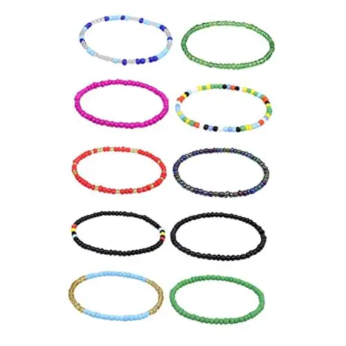 Produktbild: SAFIGLE 10stücke Teiliges Bohemian Fußkettchen Für Damen Und Herren Einstellbare Farbenfrohe Glasperlen Ankle Bracelet Für Strand Party Und Alltag Perfektes Accessoire Für Sommerliche
