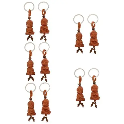 Produktbild: SAFIGLE 10 STK Buddha-schlüsselanhänger Buddha Hängende Dekoration Dekorativer Schlüsselanhänger Feng-Shui-Symbole Hängender Dekorativer Buddha Buddha-anhänger Eisen Light Brown