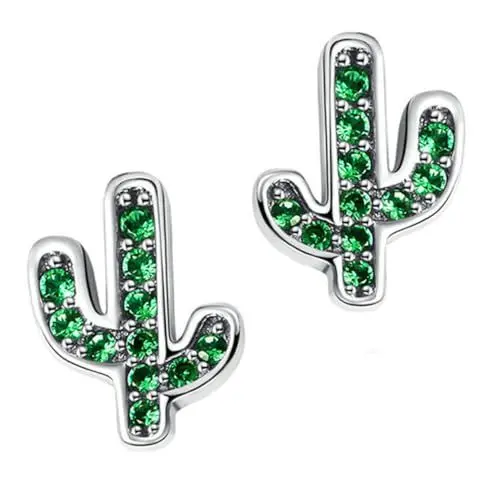 Produktbild: SAFIGLE Einzigartige Ohrringe in Kaktusform 925er Silber Für Frauen Und Mädchen Modeschmuck 1 Paar