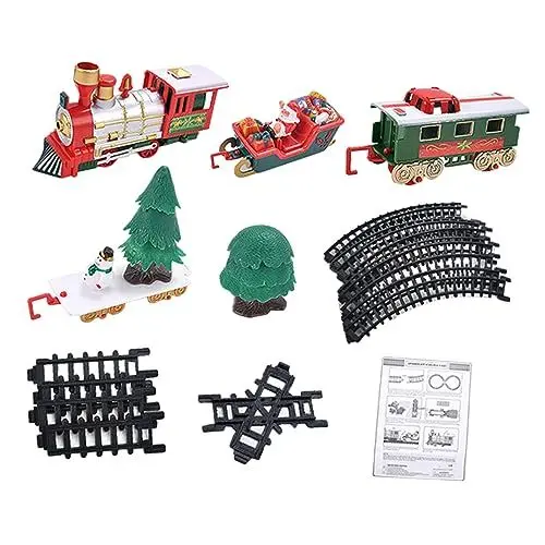 Produktbild: SAFIGLE 1 Satz Elektrisches Eisenbahnset Für Kinder Weihnachtszugset Rund Um Den Weihnachtsbaumzug Lokomotivmotorzug Santa-zug-eisenbahn Ferienzugmodell Weihnachten Plastik