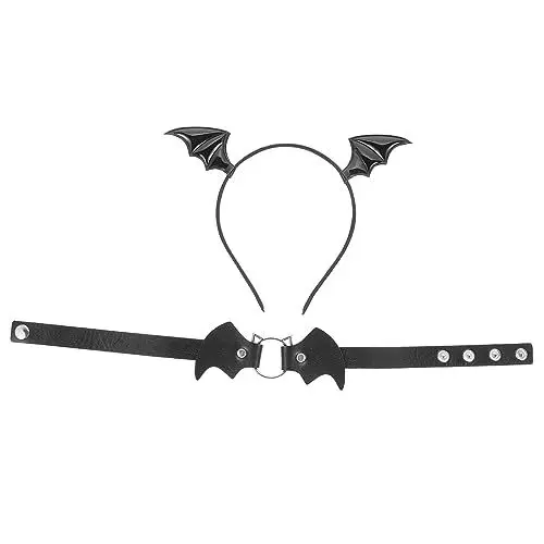 Produktbild: SAFIGLE Halloween Kostüm Stirnbänder Fledermaus Kragen Haarband Modisches Accessoire Set