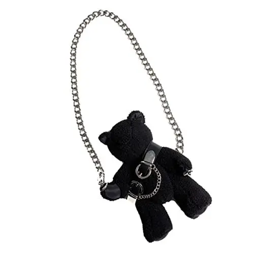 Produktbild: SAFIGLE Bärentasche Gothic-umhängetasche Aus Plüsch für Damen Bequeme Schultertasche mit Abnehmbarer Kette