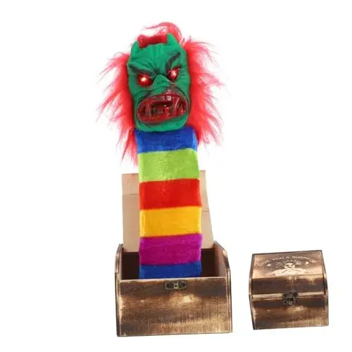 Produktbild: SAFIGLE 1 Stück Karton Aufge Schreckt Holzkiste Horror-Sound, Lustige Boxen Springteufel Knebelgeschenk Praktisches Spielzeug Giocattolo Schreiendes Halloween-Spielzeug Hölzern Requisiten