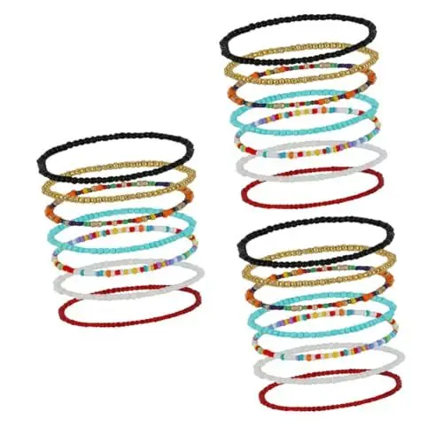 Produktbild: SAFIGLE 21 Teiliges Perlen Fußkettchen Set Schmuckset Mädchen Armband Perlenarmband Scheibenperlen Armbänder Für Mädchen Fußarmband Dekorative Bunte Perlen Fußkettchen Perlen