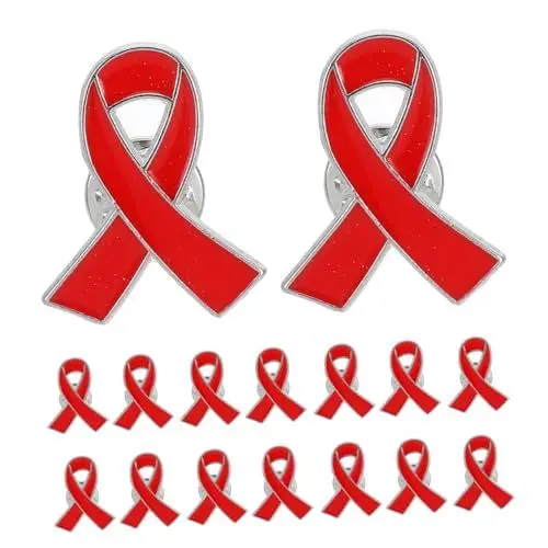 Produktbild: SAFIGLE 25stücke Gesundheitsbewusstseins-brosche Mit Roter Schleife Dekorative Anstecknadeln Für Wohltätigkeits-präventions-Events Langlebige Emaille-Accessoires Für Kleidung