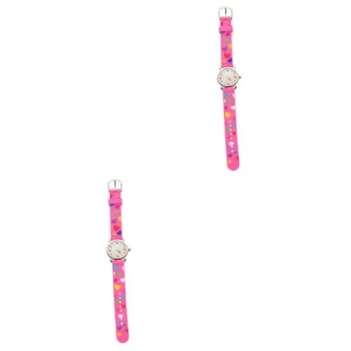 Produktbild: SAFIGLE 2St Anschauen kinderuhren armbanduhr kinder wasserdichte uhr watches Dekoration ansehen Cartoon-Uhr für Mädchen Studenten schauen zu Achten Sie auf Kleinkinder Glas Rosa