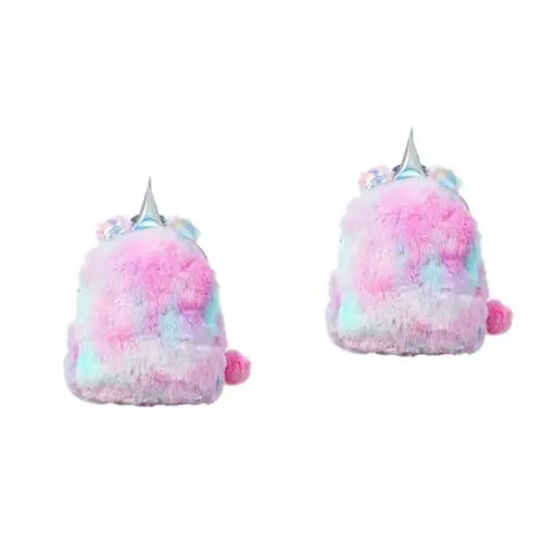Produktbild: SAFIGLE 2St Einhorn-Snackbeutel Vorschul-Plüschtasche Tierspielzeugtasche Schultaschen für Mädchen Schulranzen für Mädchen School Bag schul Tasche Kleinkinder rucksäcke kindertasche Rosa