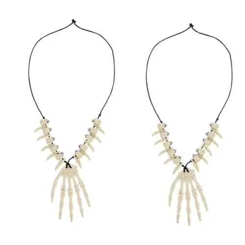 Produktbild: SAFIGLE 2St Halloween- -Halskette halloween halskette choker halloween Hand Knochen Charme Halskette Halloween-Knochen-Halskette Halsketten Schädelschmuck Halloween-Dekorationen