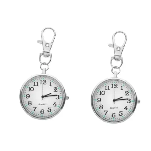Produktbild: SAFIGLE 2stücke Schlüsselanhänger Uhr Für Praktische Stilvolle Taschenuhr Mit Ziffernblatt Und Robuster Bauweise Für Im Pflegebereich Prüfungen