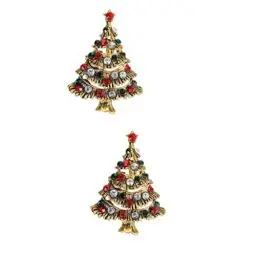 Produktbild: SAFIGLE 2St Weihnachtsbrosche Brustnadel Brosche Strasssteine weihnachtskleidung corsage mehrfarbig Weihnachtsabzeichen weihnachtsbaumdeko tannenbaum dekoration Strassstifte Frauen Brosche