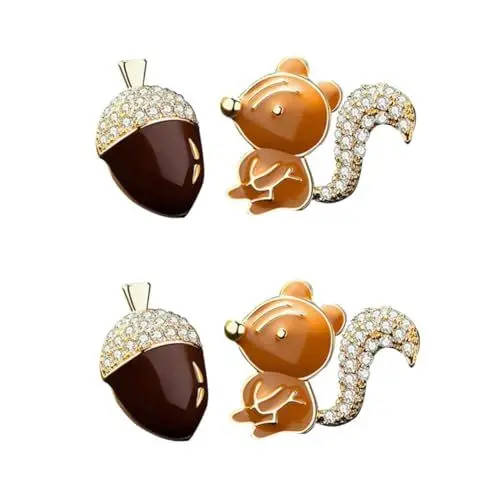 Produktbild: SAFIGLE EichhöRnchen Ohrstecker Aus 925 Silber：Lustige Asymmetrische Ohrringe Mit Tannenzapfen - Perfekter Schmuck FüR Damen Und MäDchen FüR Jeden Anlass