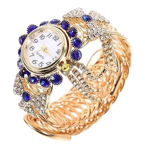 Produktbild: SAFIGLE 2 STK Quartz Uhr Armbanduhren mit Strassarmband Damenarmbänder Modeuhren für Damen Frau schaut zu damenarmbanduhr Ladies Watch Armbanduhr für Damen Luxus-Armbanduhr Plastik Blue
