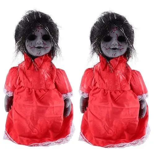 Produktbild: SAFIGLE 2 STK Sprachaktivierte Induktions-laufpuppe Halloween Verwunschene Puppe Neuheitsspielzeug Elektronisches Spielzeug Horrorpuppe Gruselige Puppen Spielzeug Draussen Plastik Geist