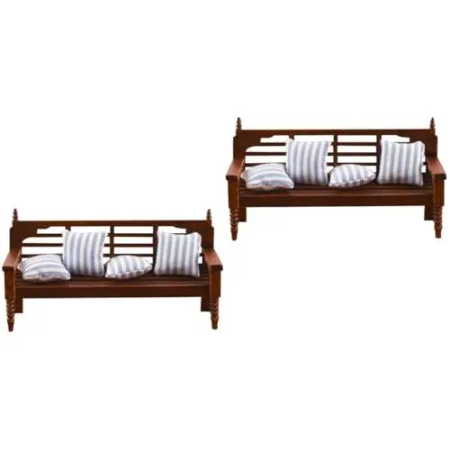 Produktbild: SAFIGLE 2 Sätze Dollhouse Pillow Mehrpersonenstuhlmodell 1 12 Puppenstubenmöbel Hocker Spielzeug Puppenhaus aus Holz handgefertigte Wurfkissen handgefertigtes Stuhlmodell Mini-Stuhlmöbel