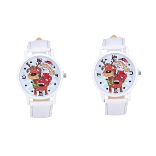 Produktbild: SAFIGLE 2 Stk Armbanduhr für Männer weihnachtsgeschenke weihnachts präsente Weihnachtsuhr Achten Sie auf die betrachten Herrenarmbanduhren Damenarmbanduhr kinder armbanduhr Weiß