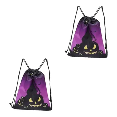 Produktbild: SAFIGLE 2 STK Halloween-Rucksack Süßigkeitentasche Taschen Herrenrucksack Rucksack Für Kinder Kürbiskatzenbeutel Mit Kordelzug Rucksack Mit Kordelzug Hosenträger Damen Polyester Schultern