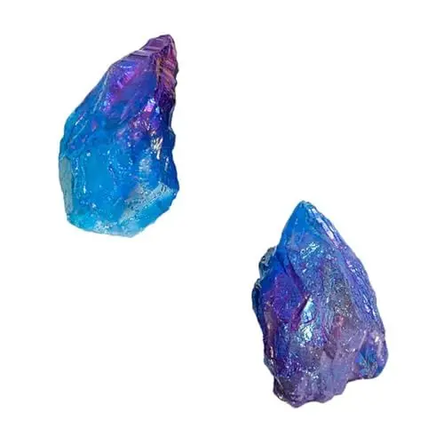 Produktbild: SAFIGLE 2 Stück Bunte Kleine Ornamente Aquarium Geäderter Stein Hochzeitskristalle Lose Mineralien Dekorative Steine Saphirsteine Natürliche Kristallsäule Rohstein