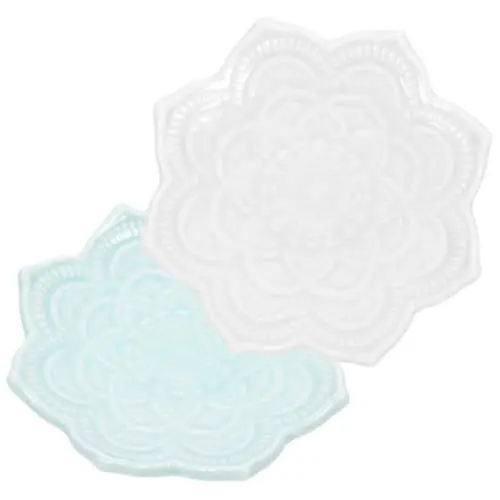 Produktbild: SAFIGLE 2stücke Mandala Blume Form Schmuckschale Keramik Dekorative Schmuckteller Ablage Ohrring Lagerung Ringplatte Schlüssel Tablett Schmuckablage