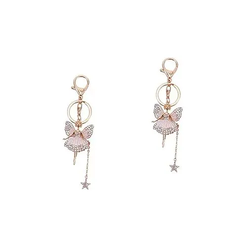 Produktbild: SAFIGLE 2stücke Flower Fairy Schlüsselanhänger Mit Kristall-Rhinestone Auto Schlüsselring Und Taschenanhänger Für Frauen Süßes Zur Dekoration Für Besondere Anlässe