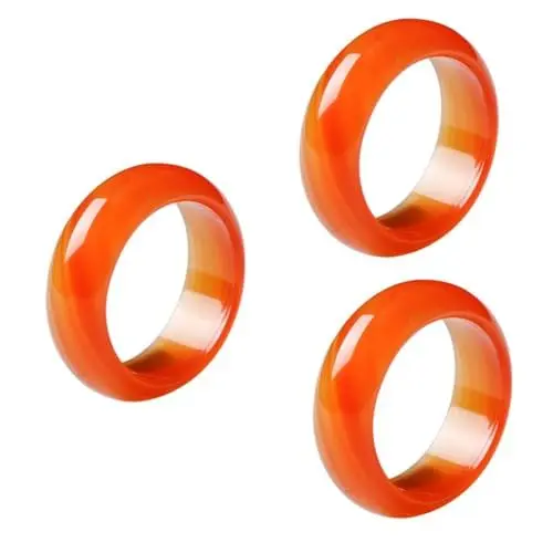 Produktbild: SAFIGLE 3St -Chalzedon-Ring damenringe couple rings eheringe Herrenring Schmuckring Bandring aus Karneol Ring aus Rosenquarz Strg-Ring Kristall-Achat-Bandring Kristallbandring rot