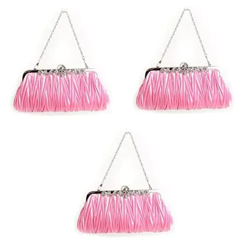 Produktbild: SAFIGLE 3St plissierte Tasche aus Satin Handtaschen Sling Umhängetaschen für Damen the tote bag for women handbags Festliche Tasche purse Partytasche für die Hochzeit Unterarmtasche Rosa