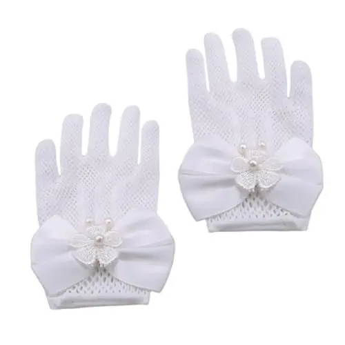Produktbild: SAFIGLE 3 Paar Handschuhe Kinder Fäustlinge Mädchen Kinder Fäustlinge Cosplay Kostümzubehör Weiße Spitze